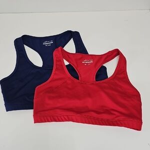BCG Women's Low Keyhole Back Sports Bra, Lot Of 2, Red Navy, Sz M, LIKE NEW!